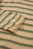 Khaki Stripe Drop Shoulder Casual Sweater