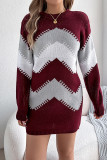 Colorblock Knitting Sweater Dress 