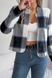Front Open Plaid Short Jacket 