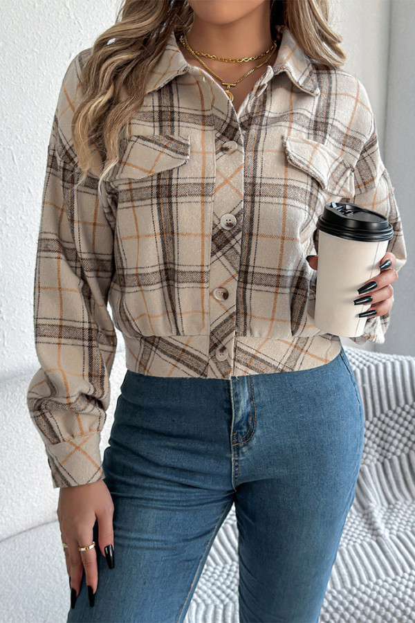 Plaid Button Up Short Jacket 