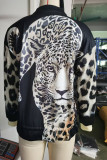 Leopard Zipper Short Jacket