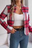 Front Open Plaid Short Jacket 