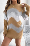 Colorblock Knitting Sweater Dress 