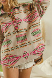 Aztec Turndown Collar Sweatshirt 
