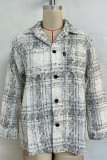 White Stripes Splicing Buttoned Jacket 