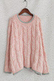 Crew Neck Cable Knitting Sweater 