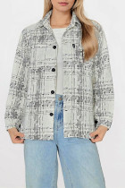 White Stripes Splicing Buttoned Jacket 