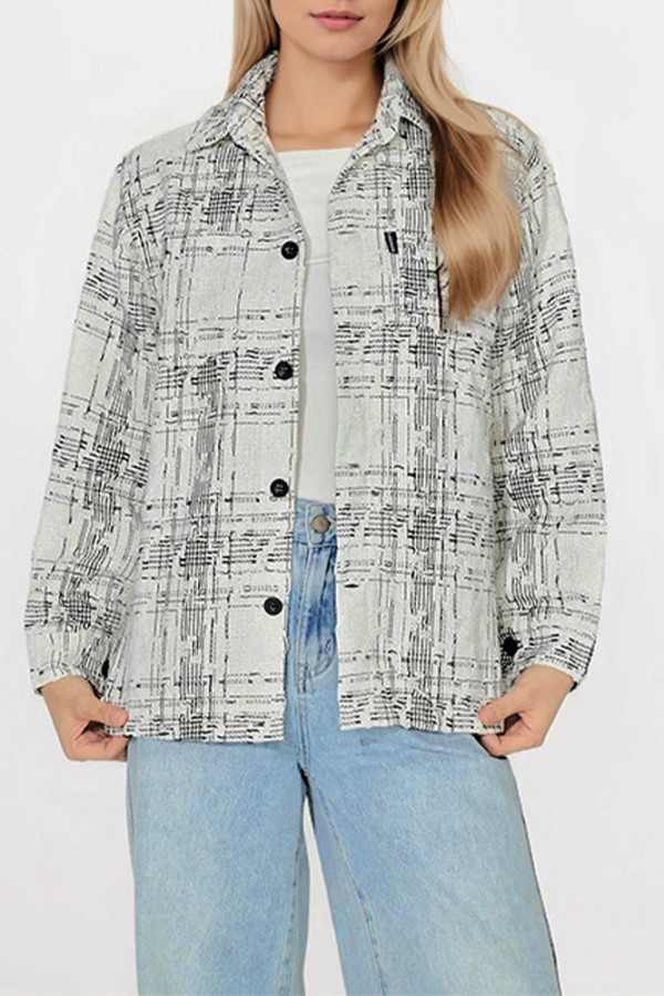 White Stripes Splicing Buttoned Jacket 