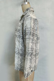 White Stripes Splicing Buttoned Jacket 