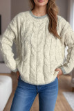 Crew Neck Cable Knitting Sweater 