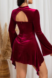 Velvet Flare Sleeves Mini Dress 