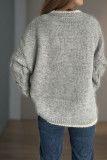 Crew Neck Cable Knitting Sweater 
