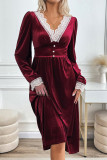 Velvet Lace Splicing Dress 