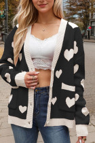 Heart V Neck Front Open Cardigan 