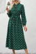 Green Tie Waist Puff Sleeves Dress 