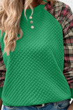Plaid Raglan Sleeves Sweatshirt 