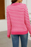 V Neck Stripes Long Sleeves Top 