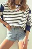 Stripes Splicing Long Sleeves Top 