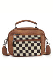 Plaid Checked PU Leather Crossbody Bag 