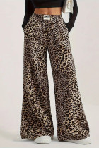 Brown Leopard High Waist Wide Leg Pants 