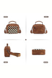 Plaid Checked PU Leather Crossbody Bag 