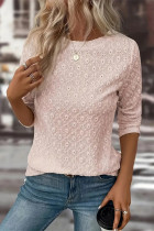 Pink Eyelet Long Sleeves Top 