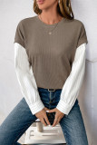 Crew Neck Splicing Sleeves Sweatshirt 