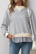 Stripes Splicing Long Sleeves Top 