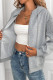 Grey Hooded Zipper Rivet Sweatshirt Coat 