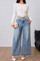 White Tassel Textured Top 