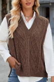 Cable Knit V Neck Sweater Vest 