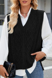 Cable Knit V Neck Sweater Vest 