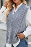 Cable Knit V Neck Sweater Vest 