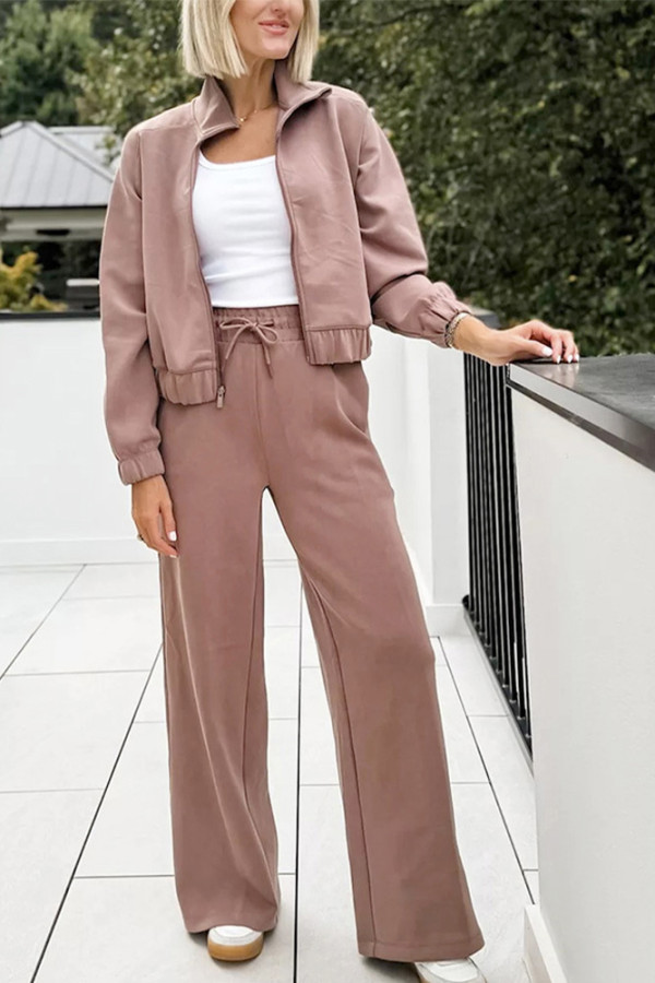 Pink Short Coat and Pants Set 