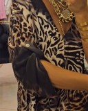V Neck Leopard Midi Dress 