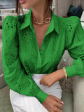 Eyelet Puff Sleeves SHirt 