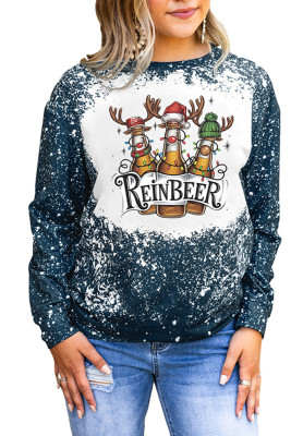 Christmas Reindeer Bleached Long Sleeves Top