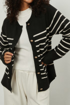 Colorblock Stripes Buttoned Knitting Cardigan 