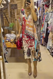 V Neck Leopard Print Dress 