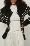 Colorblock Stripes Buttoned Knitting Cardigan 