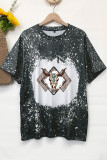 Plus Size Cow Skull Bleached Print Top
