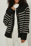 Colorblock Stripes Buttoned Knitting Cardigan 