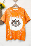 Plus Size Cow Skull Bleached Print Top