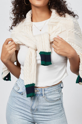 White V Neck Knitting Cardigan 
