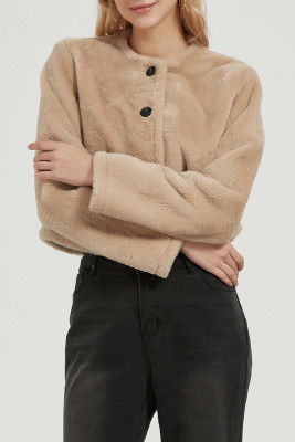 Khaki Fleece Short Jacket 