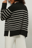 Colorblock Stripes Buttoned Knitting Cardigan 