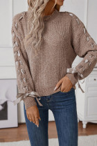 Lace Up Bowknot Knitting Sweater 