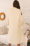 Yellow Bohemian Geometric Printed Loose Sleeve Long Kimono