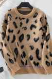 Leopard Jacquard Pullover Sweater 