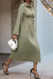 Green Button Up Midi Dress 